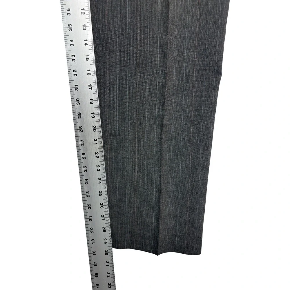 vtg 90s Charcoal Stripe 40R 34x30 2pc Pant Suit Pleated High Waisted Wool Mens